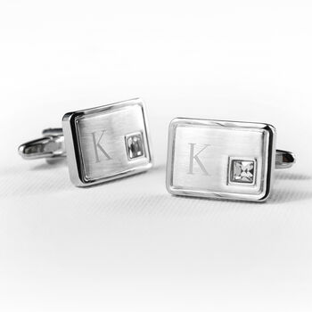 Personalised Silver Plated Cufflinks With Crystal, 7 of 7