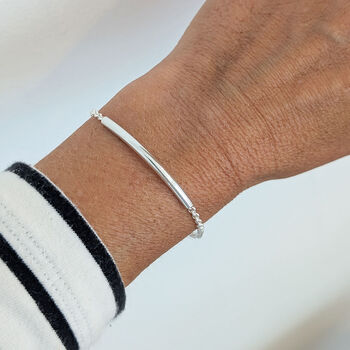 Sterling Silver Curved Bar Bracelet, 2 of 9