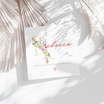 Name Birthday Card, With Floral Letter, 3 of 5