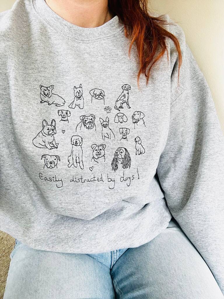 Embroidered Hand Drawn Lots Of Dogs Sweatshirt, 1 of 6