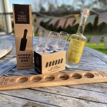 Spiced Pear Vodka Liqueur And Six Wonky Shot Glasses, 2 of 5