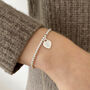 Sterling Silver Ball Slider Bracelet With Personalised Initial Dainty Heart Charm, thumbnail 1 of 11