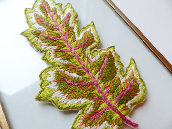Single Leaf Embroidery Framed Art, 6 of 7