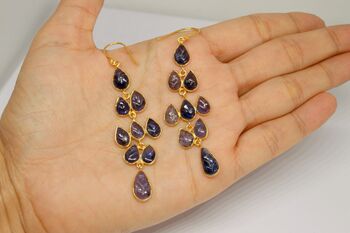 Iolite Gold Plated Sterling Silver Earrings, 5 of 6