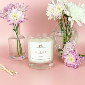 Relax Lavender Scented Luxury Soy Wax Candle Gift, 3 of 3