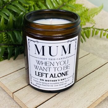 Personalised Mothers Day Left Alone Amber Candle, 4 of 6