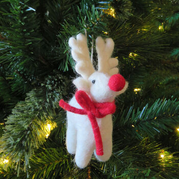 Handmade Fairtrade Felt Christmas Rudolph Decoration, 6 of 12