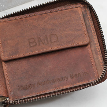 Personalised Woven Leather Rfid Protected Zip Wallet, 4 of 6