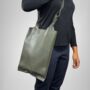 Two Way Handheld Or Crossbody Tote Leather Shoulder Bag Khaki Green, thumbnail 6 of 6