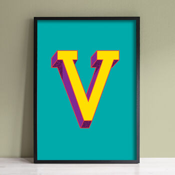 Letter V Print Alphabet Initial Wall Art Print, 2 of 2