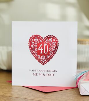 40th Ruby Wedding Personalised Anniversary Card, 2 of 2