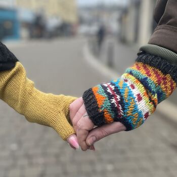 Fair Trade Eco Wristwarmer Fingerless Gloves Waste Wool, 9 of 12