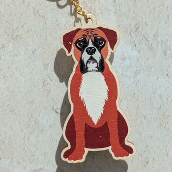 Boxer Dog Wooden Keyring With Optional Christmas Card, 7 of 12