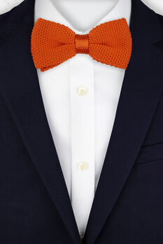 Wedding Handmade 100% Polyester Knitted Tie In Orange, 7 of 8