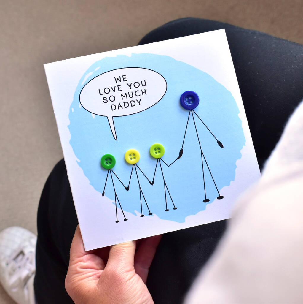 'love You Daddy' Button People Card By Mrs L Cards | notonthehighstreet.com