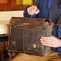 Personalised Brown Leather Satchel Style Messenger Bag, thumbnail 7 of 11