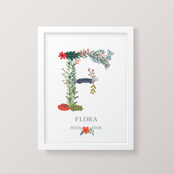 Floral Initial Letter Personalised Name Print, 2 of 7