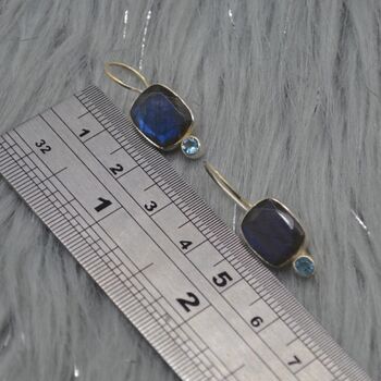 Labradorite Blue Topaz Earrings: Sterling Silver Drop, 6 of 8