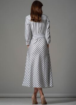 Veronica Navy And White Stripe Cotton Shirt Dress, 4 of 4