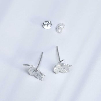 Sterling Silver Ivy Leaf Stud Earrings, 7 of 8