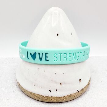 Teal Awareness Ribbon Bracelet Wristband, 5 of 8