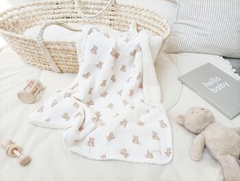 Fawn Bunny Baby Blanket Handmade With Organic Muslin And Sherpa, 5 of 12