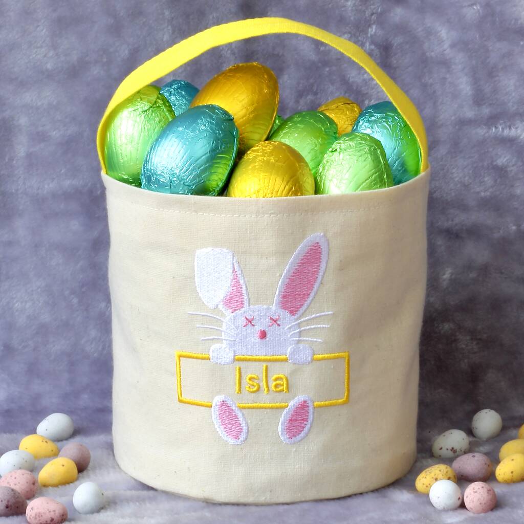 Handmade Easter Basket, Personalised With Embroidery, 1 of 3