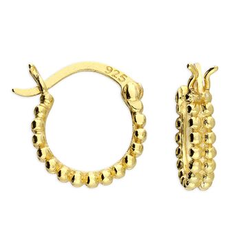 Gold Or Silver Double Bead Hinged Mini Hoop Earrings, 5 of 7
