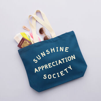 'Sunshine Appreciation Society' Blue Canvas Bag, 5 of 7