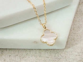 Mother Of Pearl Clover Necklace, 2 of 3
