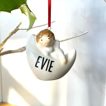 Personalised Angel And Moon Ceramic Decoration, 3 of 7