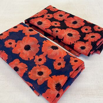 Poppy Print Scarf And Magnetic Poppy Brooch Set, 2 of 8