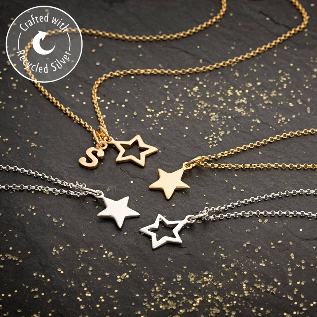 Star Charm Necklace, Sterling Silver Or Gold Plated By Lily Charmed