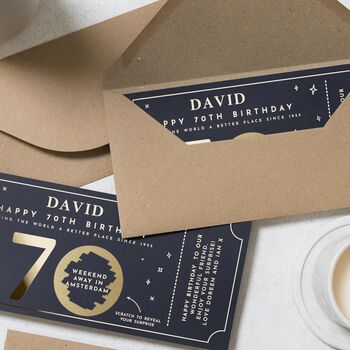 70th Birthday Scratch Reveal Personalised Gift Voucher, 7 of 9