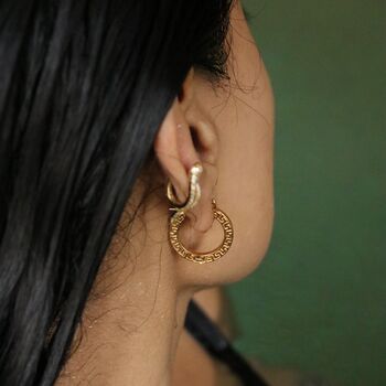 18 K Gold Grecian Hoop Earrings, 2 of 6