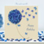 Flower Bud Butterfly Birthday Card Teal Background, thumbnail 7 of 12