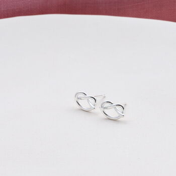 Friendship Promise Sterling Silver Heart Knot Earrings, 2 of 4