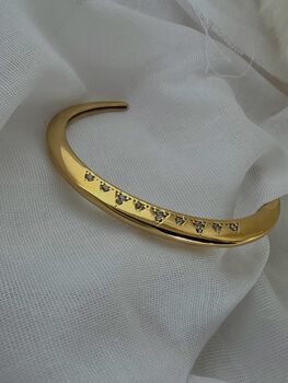 Torque Angled Pave Cuff 18k Gold Waterproof Bracelet, 3 of 10