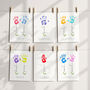 Gift For Dad, Personalised Father's Day Card, Nursery Art Baby Name And Flower Handprint, thumbnail 7 of 10