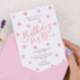 Personalised A6 Pink Spot Birthday Party Invitation, thumbnail 2 of 3