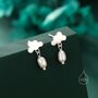 Sterling Silver Dainty Cloud And Natural Pearl Raindrop Stud Earrings, thumbnail 2 of 11