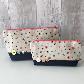 Flower Bumble Bee Fabric Make Up Bag, 5 of 6