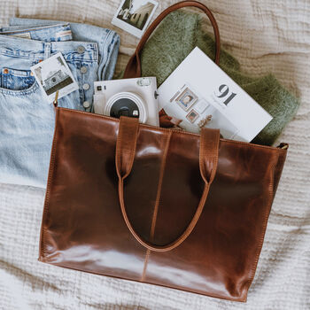 Oversized Leather Maxi Tote Bag, 4 of 7