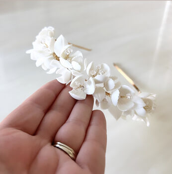 White Flower Bridal Headpiece, 6 of 6