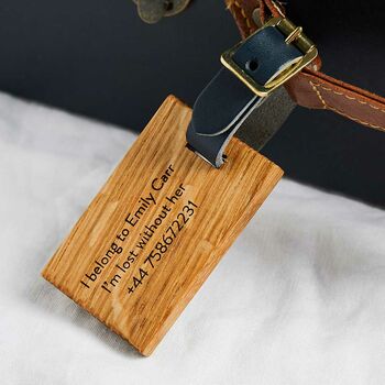 Personalised Wooden Luggage Tag Bon Voyage, 2 of 4