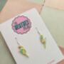 Small Light Green Glitter Lightning Bolt Earrings / Electric Green Jewellery Small Mint Statement / Pastel Flash Gift, thumbnail 2 of 6