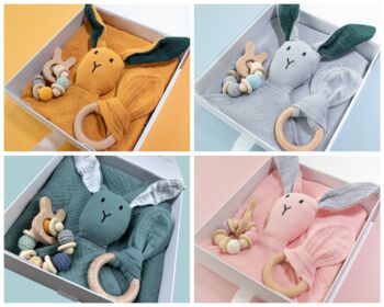 Bunny Muslin New Baby Gift Set In Keepsake Box, 2 of 12