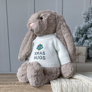 Large Bashful Bunny Toy With Xmas Hugs Jumper, 2 of 5