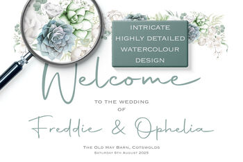 Wedding Welcome Sign Succulent And Floral, 3 of 5