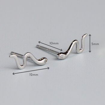 Sterling Silver Snake Stud Earrings, 3 of 6